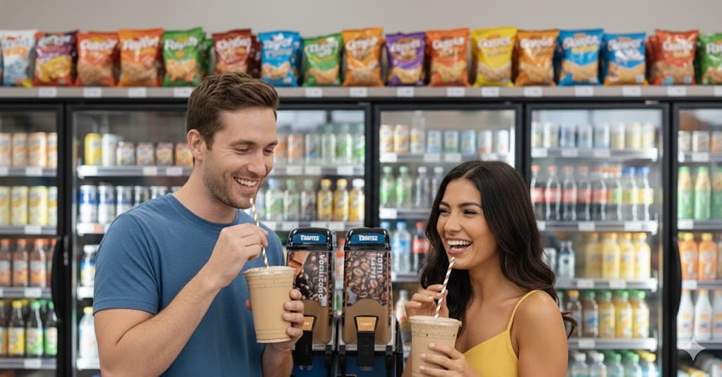 Froffee frozen coffee drinks topped with whipped cream
